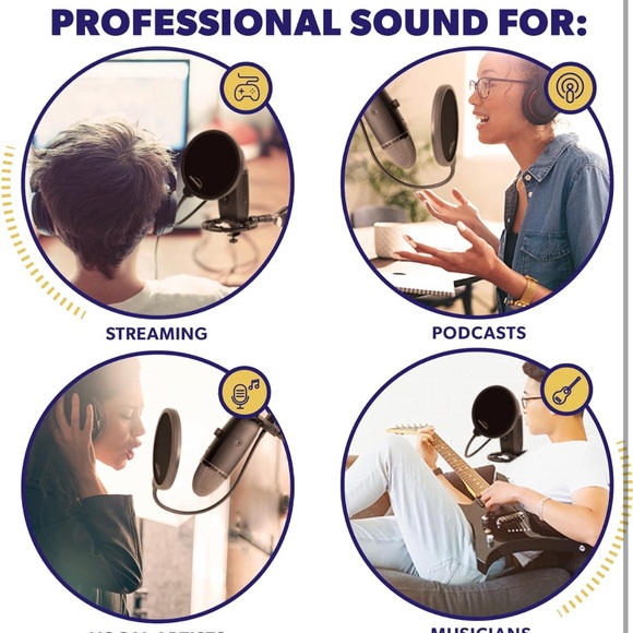 Pop Filter Screen for Microphones - Gooseneck Clamps Compatible with Blue - Picture 4 of 6